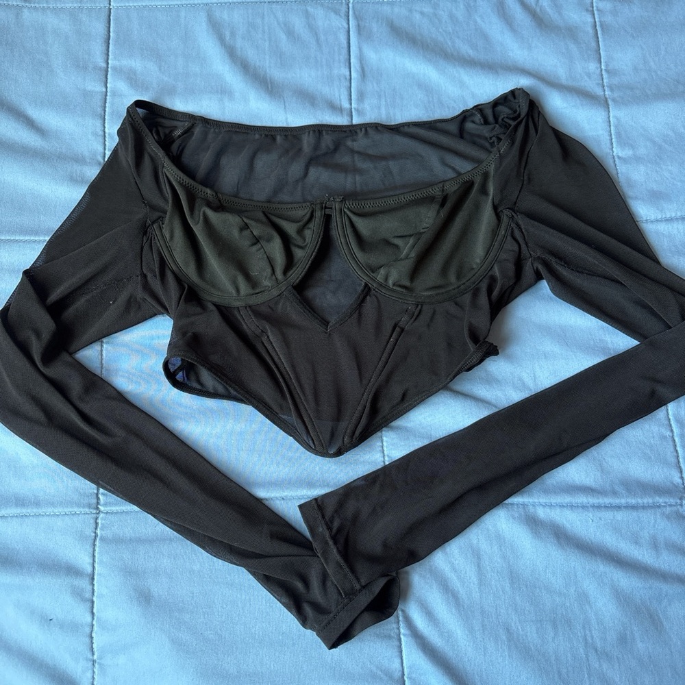 SHEIN Black Crop Top Long Sleeve